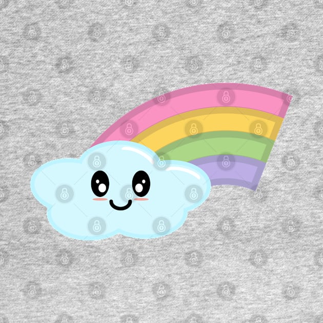 Kawaii Cute Happy Rainbow in Green by Kelly Gigi